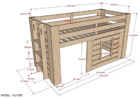Детско легло , 90 x 200 cm Oliver - Vipack