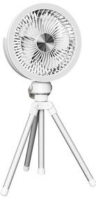 Презареждащ настолен вентилатор с LED осветление 8W/3,7V 2400 mAh бял