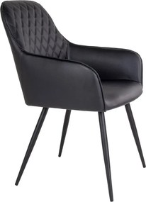 Черни тапицирани трапезни столове в комплект с подлакътници 2 бр. Harbo – House Nordic