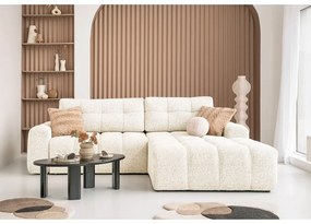 Кремав разтегателен модулен ъглов диван с място за съхранение (десен ъгъл) Lulu – Miuform