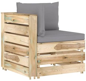 3074496 vidaXL Секционен ъглов диван с възглавници, зелено импрегнирано дърво