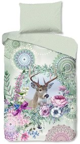 Зелено единично фланелено спално бельо 140x200 cm Romini – HIP