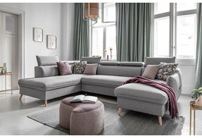 Светлосив U-образен разтегателен диван, ляв ъгъл Sweet Harmony - Miuform