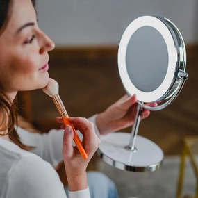 Козметично огледало Beautifly Looking Glass Light, 14.5 см, 10х увеличение, USB-C, LED, 360° регулиране, Сребрист