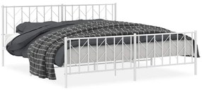 374510 vidaXL Метална рамка за легло с горна и долна табла, бяла, 193x203 см