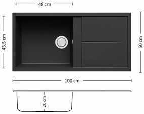 Leks UNICO PLUS BB 100.1 SI Композитна мивка за вграждане