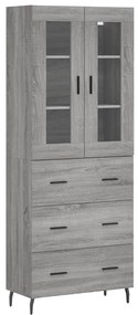 3198423 vidaXL Висок шкаф, сив сонома, 69,5x34x180 см, инженерно дърво