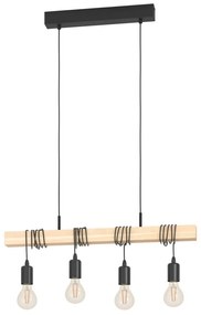 Висящо осветително тяло в черен и естествен цвят TOWNSHEND – EGLO