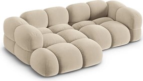 Бежов кадифен ъглов диван (ляв ъгъл) Loretto – Cosmopolitan Design