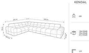 Ъглов диван от сиво кадифе (ляв ъгъл) Kendal - Micadoni Home