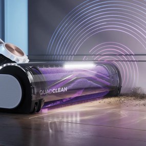 Вертикална прахосмукачка Shark IW3611EU, 240W, 0.4 л, 60 минути автономия, Разпознаване на ръбове и замърсявания, QuadClean, Антиалергеннa, LED, Бял