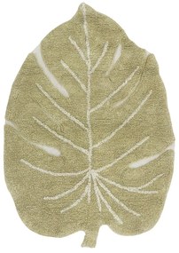 Ръчно изработен памучен детски килим подходящ за пране в цвят каки 75x100 cm Mini Monstera Olive – Lorena Canals