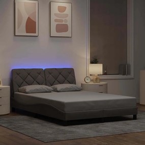 3310668 vidaXL Рамка за легло със светодиод без матрак Taupe 140x190 cm Fabric