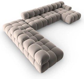 Светлокафяв кадифен модулен ъглов диван (ляв ъгъл/U форма) Bellis – Micadoni