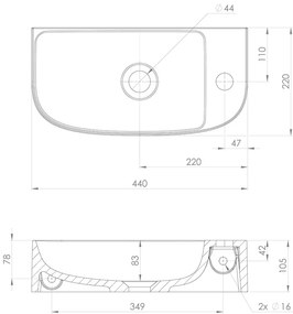 Бял малък умивалник от отлят мрамор 44x22 cm Alga – Sapho