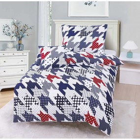 Бяло и синьо спално бельо за единично легло от микросатен, 3 части 140x200 cm James - My House