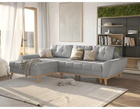 Светлосив разтегателен ъглов диван (ляв ъгъл) Balitco – Ropez