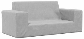 4104779 vidaXL 2-местен детски диван, светлосив, мек плюш