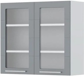 Висящ шкаф Hudson V7-80-2KS with Витрина-White - Gray