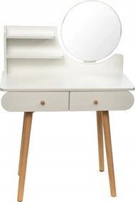 Бяла скандинавска тоалетка с огледало 80x40x120 cm - 2 чекмеджета