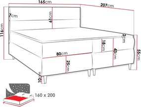 Тапицирано легло Flo с матрак и топ матрак-Mpez-160 x 200