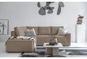 Бежов разтегателен ъглов диван от рипсено кадифе (ляв ъгъл) Brave Dave – Miuform