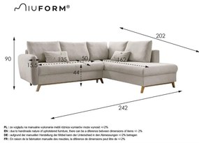 Оранжев ъглов разтегателен диван десен ъгъл Scandic Lagom - Miuform