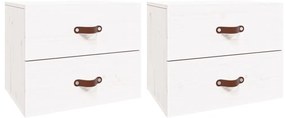 820979 vidaXL Нощни шкафчета за стенен монтаж, 2 бр, бели, 50x36x40 см
