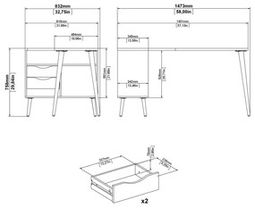 Работна маса от дъб 145x81 cm Oslo - Tvilum