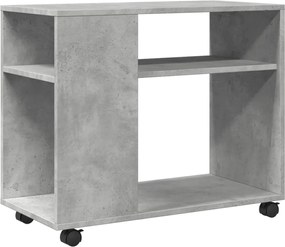 853149 vidaXL Странична маса с колела бетонно сив 70x35x60 см инженерно дърво