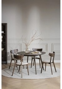 Тъмнокафява кръгла трапезна маса от декор от дъб ø 115 cm Yumi – Rowico