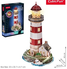 Cubic Fun - Пъзел 3D Морски Фар Lighthouse Night Edition Includes Color Led 72ч. L540h