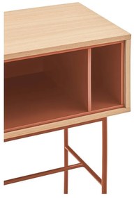 Конзолна маса в тухленочервено с дъбов фурнир Yoko - Teulat