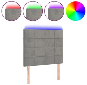 3122466 vidaXL LED горна табла за легло, светлосива, 100x5x118/128 см, кадифе