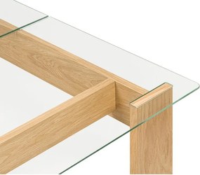 Масичка за кафе със стъклен плот в естествен цвят 86x132 cm Naiko – noo.ma