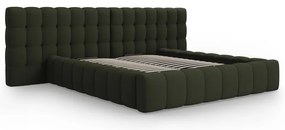 Зелено тапицирано двойно легло с място за съхранение с включена подматрачна рамка 160x200 cm Mamaia – Micadoni Home