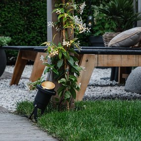 Градински прожектор шип Spot черен с кабел и щепсел IP65 - Done