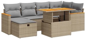 3328116 vidaXL Градински диван с възглавници, 8 части, бежов полиратан