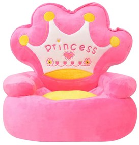 80158 vidaXL Плюшен детски стол Princess розов