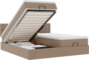 3311955 vidaXL Османска легло с матраци, капучино, 160x200 см, изкуствена кожа