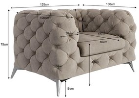 Сиво-бежово кадифено кресло Chelsea – Ropez