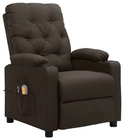 3098856 vidaXL Електрически масажен стол, тъмнокафяв, текстил