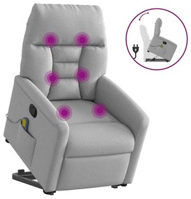 3303051 vidaXL Изправящ масажен реклайнер стол, облачно сив, текстил