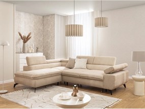 Бежов шенилов ъглов диван (ляв ъгъл L форма) Marbeya – Ropez