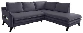 Антрацитен ъглов разтегателен диван десен ъгъл Charming Charlie - Miuform