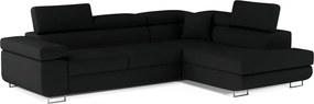 Черен разтегателен ъглов диван с място за съхранение (десен ъгъл L форма) Anton – ELTAP
