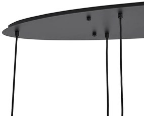 Модерен висящ лампион черен с бяло стъкло правоъгълен 6-лампи - Misty