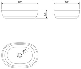 Черна/синя керамична мивка 60x40 cm Priori – Sapho