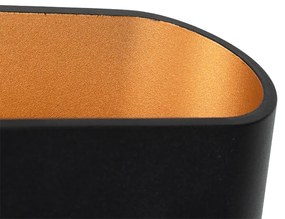 Модерна стенна лампа черна със златист интериор овална - Alone