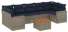 3256369 vidaXL Градински диван с възглавници, 8 части, полиратан, сив